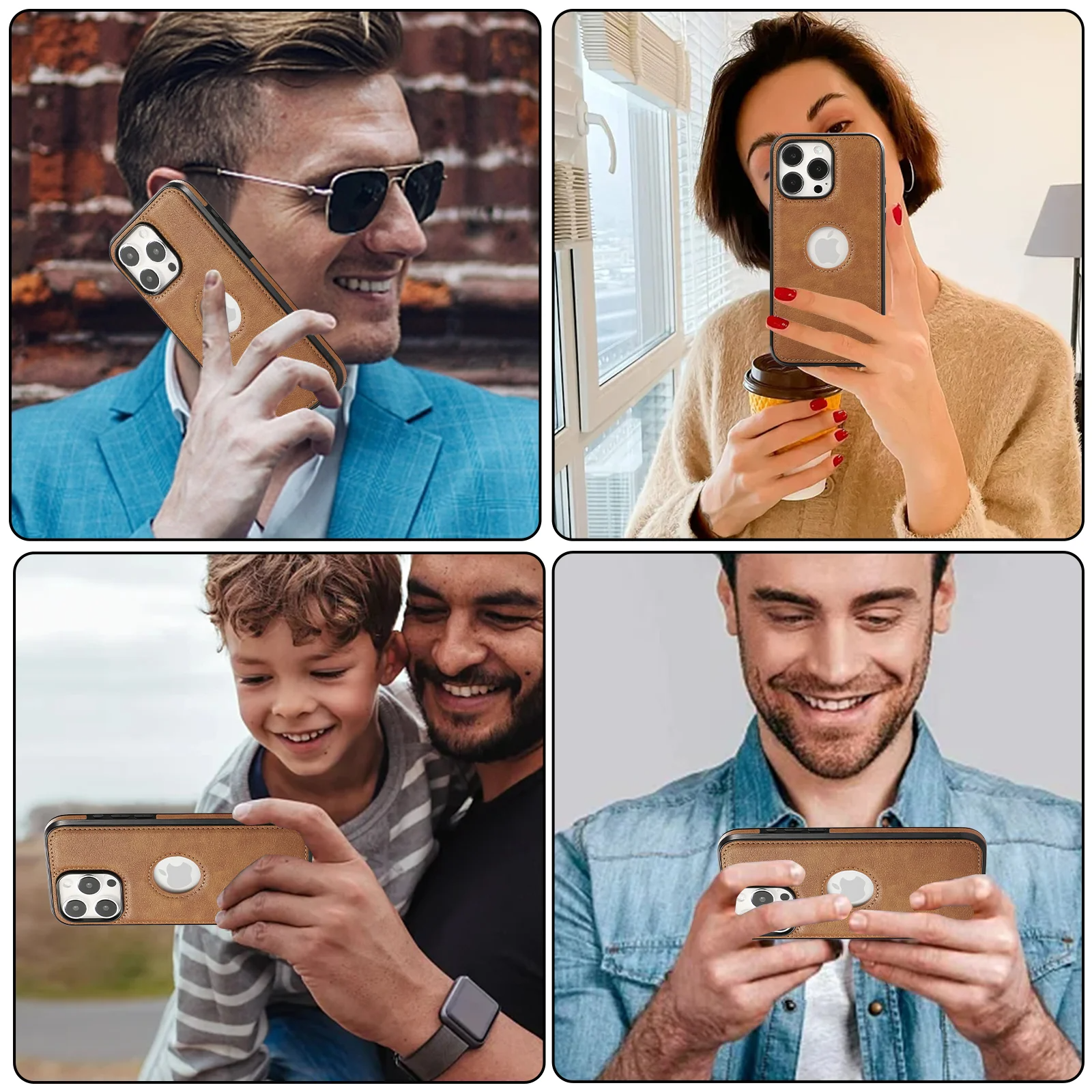 Luxury PU Leather iPhone Case — Shockproof Full Coverage Soft Business Back Cover with Anti-Fingerprint, Anti-Scratch, Dustproof, Non-Slip Design