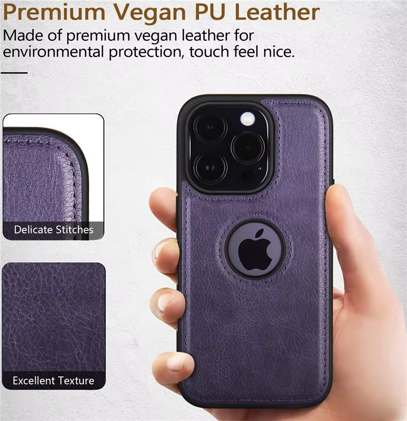 Luxury PU Leather iPhone Case — Shockproof Full Coverage Soft Business Back Cover with Anti-Fingerprint, Anti-Scratch, Dustproof, Non-Slip Design
