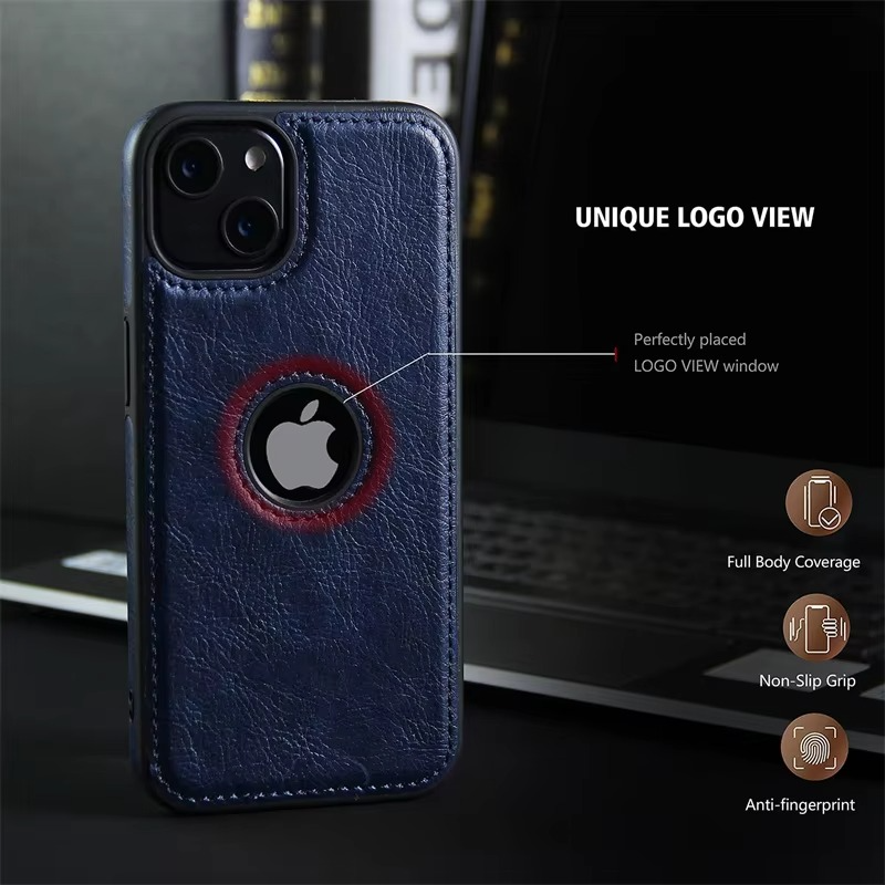 Luxury PU Leather iPhone Case — Shockproof Full Coverage Soft Business Back Cover with Anti-Fingerprint, Anti-Scratch, Dustproof, Non-Slip Design