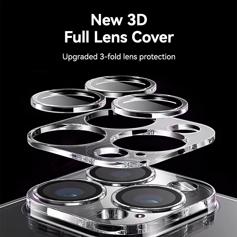 Luxury Plating TPU iPhone Case — High-Quality Soft Half-Wrapped Cover with Clear Lens Protection, Shockproof, Anti-Fingerprint, Transparent Design