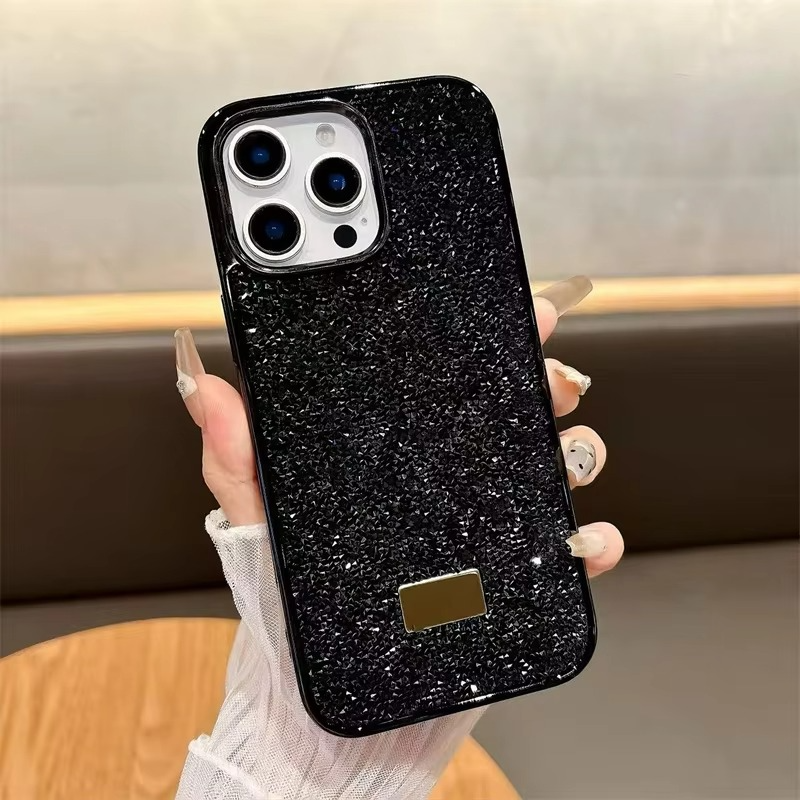 Luxury Rhinestone Diamond iPhone Case — Shockproof Protective Cover, Anti-Fingerprint, Anti-Scratch, Washable, Non-Slip, Glitter Finish, Half-Wrapped Design