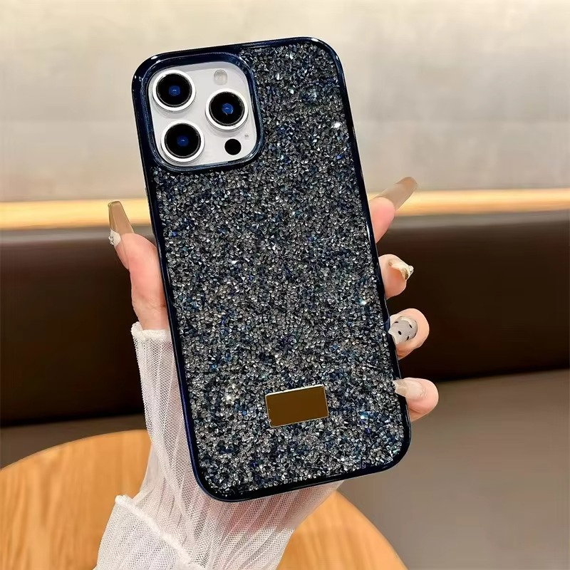 Luxury Rhinestone Diamond iPhone Case — Shockproof Protective Cover, Anti-Fingerprint, Anti-Scratch, Washable, Non-Slip, Glitter Finish, Half-Wrapped Design