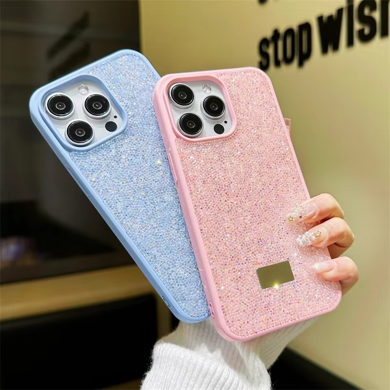Luxury Rhinestone Diamond iPhone Case — Shockproof Protective Cover, Anti-Fingerprint, Anti-Scratch, Washable, Non-Slip, Glitter Finish, Half-Wrapped Design