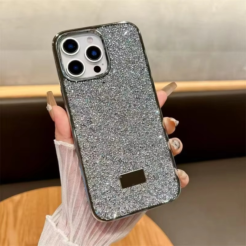 Luxury Rhinestone Diamond iPhone Case — Shockproof Protective Cover, Anti-Fingerprint, Anti-Scratch, Washable, Non-Slip, Glitter Finish, Half-Wrapped Design