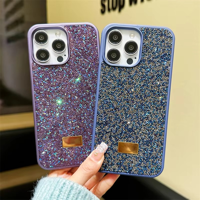 Luxury Rhinestone Diamond iPhone Case — Shockproof Protective Cover, Anti-Fingerprint, Anti-Scratch, Washable, Non-Slip, Glitter Finish, Half-Wrapped Design