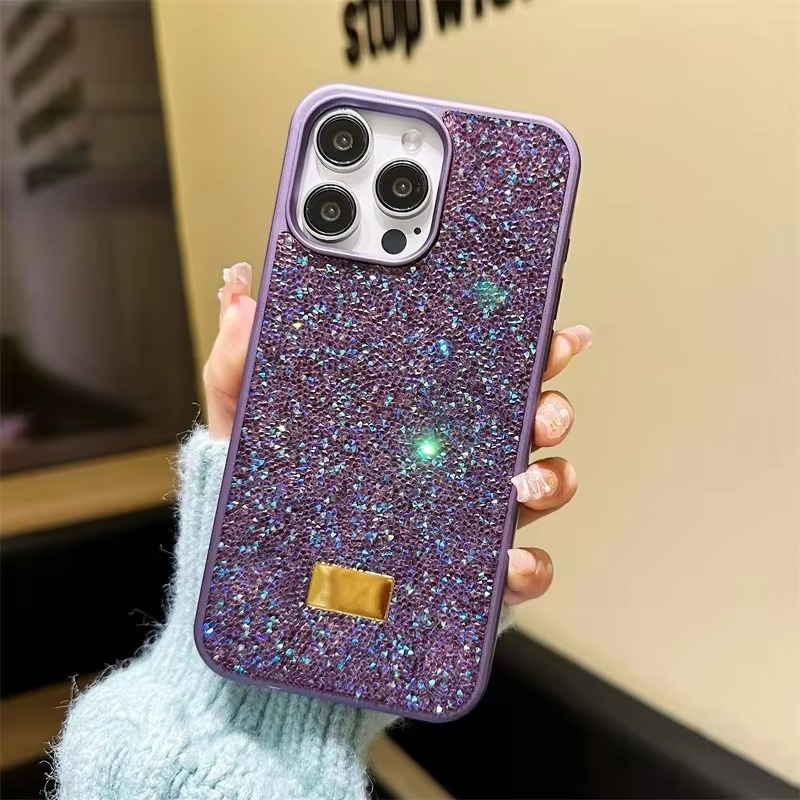 Luxury Rhinestone Diamond iPhone Case — Shockproof Protective Cover, Anti-Fingerprint, Anti-Scratch, Washable, Non-Slip, Glitter Finish, Half-Wrapped Design