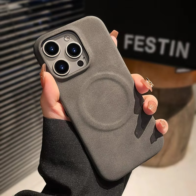 Luxury Sheepskin MagSafe iPhone Case — 3D Slim Protective Cover, Anti-Fingerprint, Anti-Scratch, Dustproof, Matte Finish, Lightweight Full Coverage