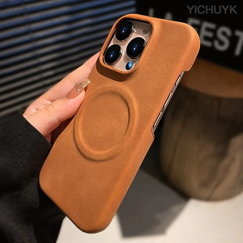 Luxury Sheepskin MagSafe iPhone Case — 3D Slim Protective Cover, Anti-Fingerprint, Anti-Scratch, Dustproof, Matte Finish, Lightweight Full Coverage