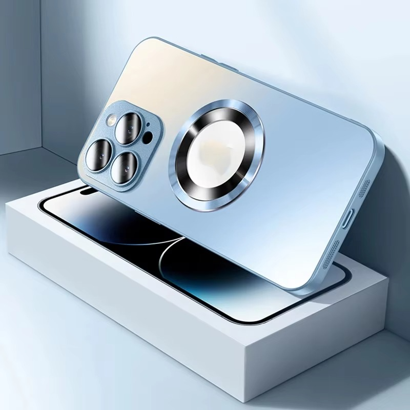 Luxury Tempered Glass Matte Magnetic iPhone Case — Magsafe Wireless Charging, Shockproof Half-Wrapped Cover, Soft Hard Bumper, Anti-Fingerprint, Luminous Finish