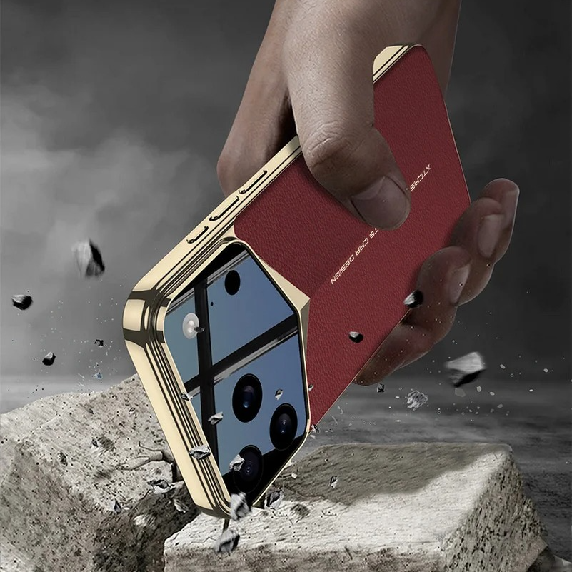 Luxury Ultra-Thin Leather iPhone Case — Raised Camera Lens Protection, Shock-Resistant Slim Cover with Anti-Fingerprint Finish