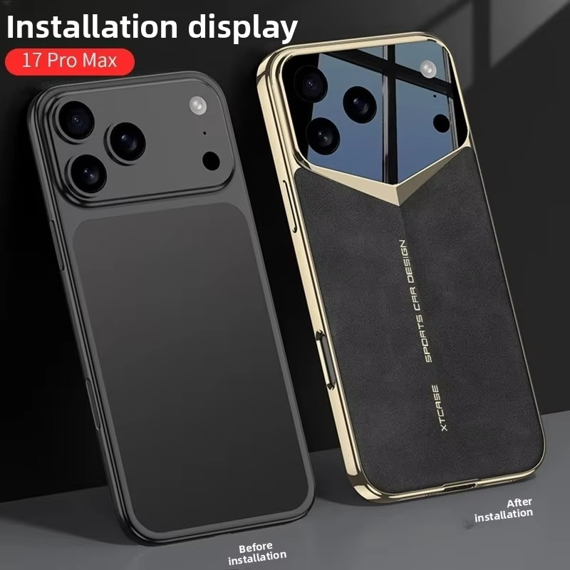 Luxury Ultra-Thin Leather iPhone Case — Raised Camera Lens Protection, Shock-Resistant Slim Cover with Anti-Fingerprint Finish