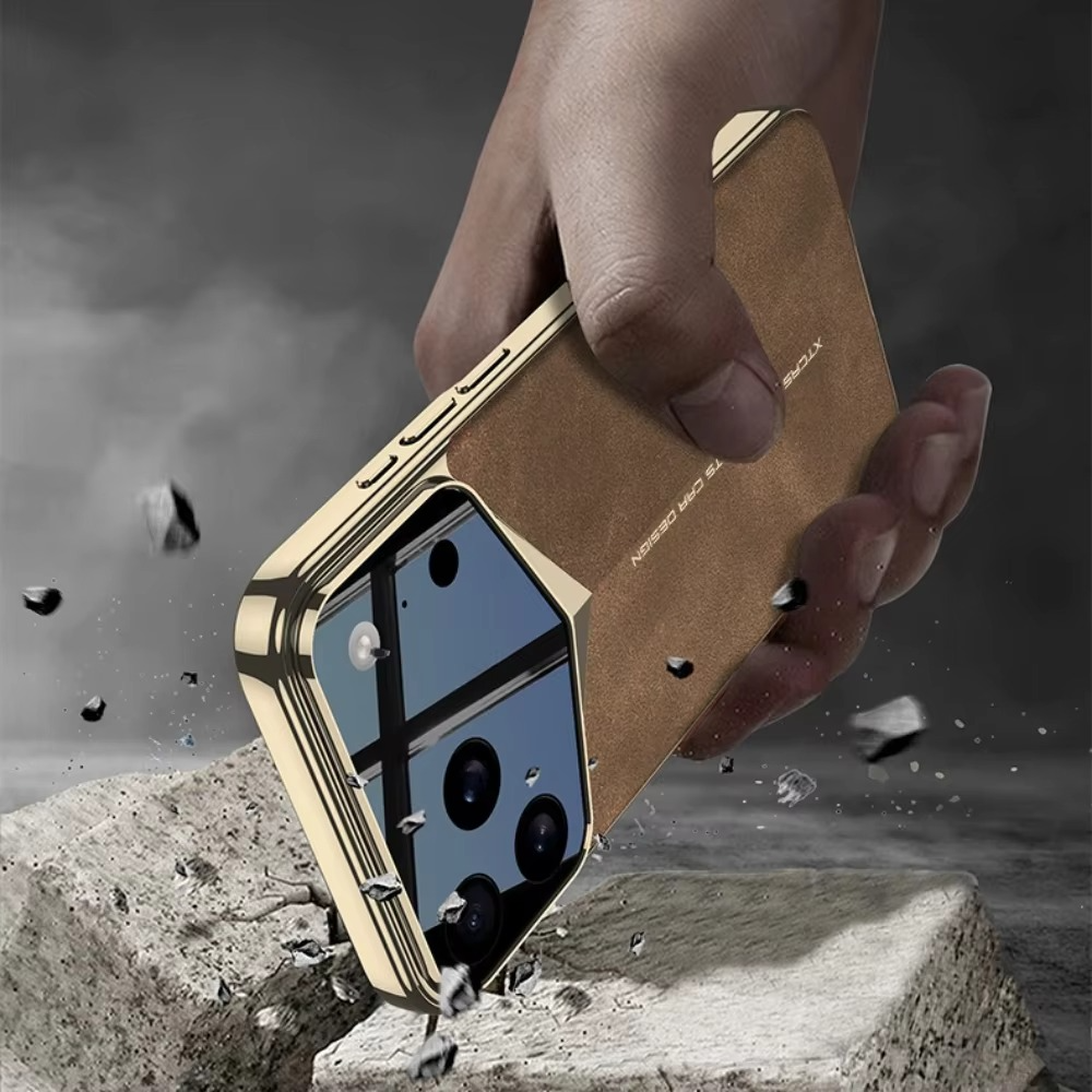 Luxury Ultra-Thin Leather iPhone Case — Raised Camera Lens Protection, Shock-Resistant Slim Cover with Anti-Fingerprint Finish