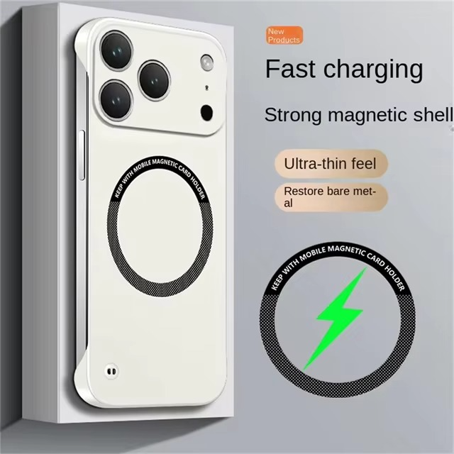 Luxury Ultra-Thin Magnetic iPhone Case — Frameless Hard PC Half-Wrapped Cover, Matte Solid Color, Anti-Fingerprint, Shockproof, Non-Slip, Dustproof