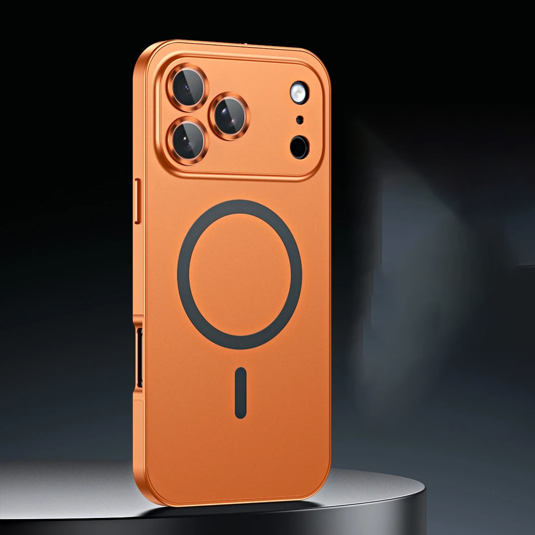 Luxury Aluminum Alloy Magnetic iPhone Case — Magsafe Wireless Charging, Full Coverage Shockproof Cover with Glass Lens, Matte Anti-Glare Finish