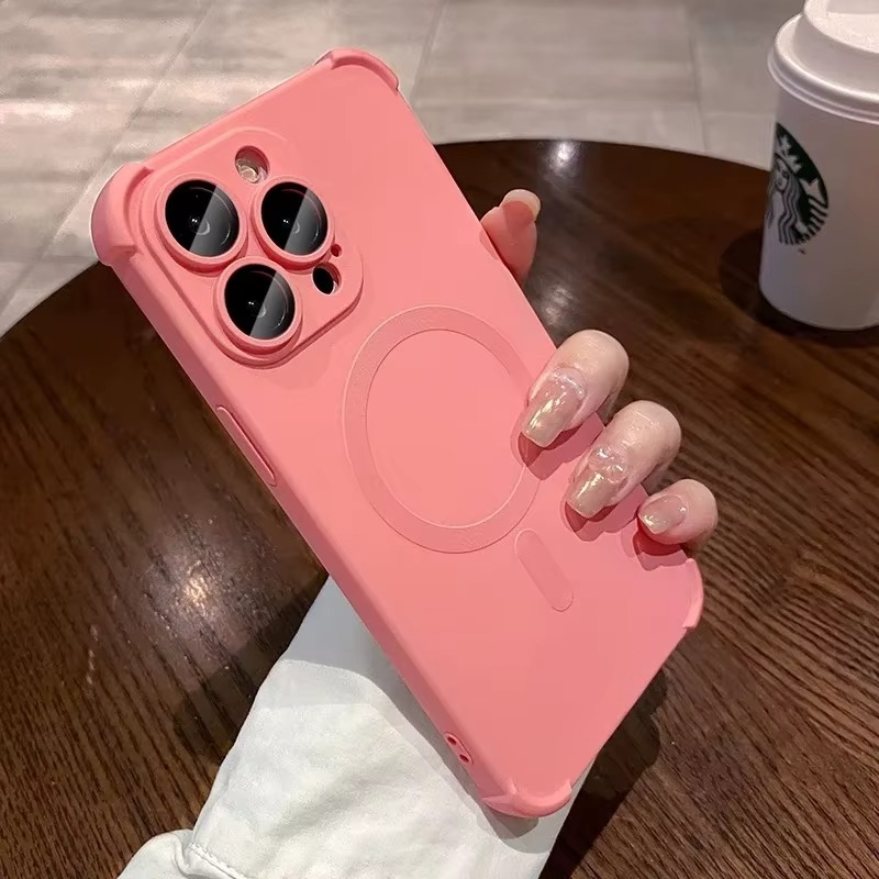 Luxury Magnetic Liquid Silicone iPhone Case — Lens Protection, Magsafe Wireless Charging, Shockproof, Anti-Fingerprint, Matte Soft Half-Wrapped Cover