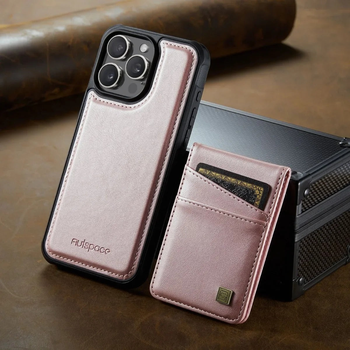 Luxury iPhone 2-in-1 Magnetic Wallet Case — Detachable Leather Cover with Card Holder, Wrist Strap, Shockproof Drop Protection, Full Access Design