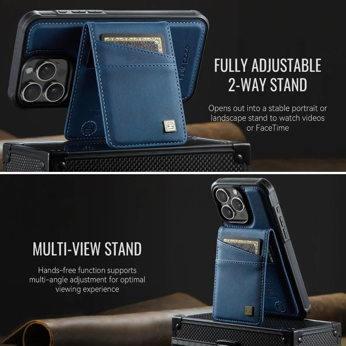 Luxury iPhone 2-in-1 Magnetic Wallet Case — Detachable Leather Cover with Card Holder, Wrist Strap, Shockproof Drop Protection, Full Access Design