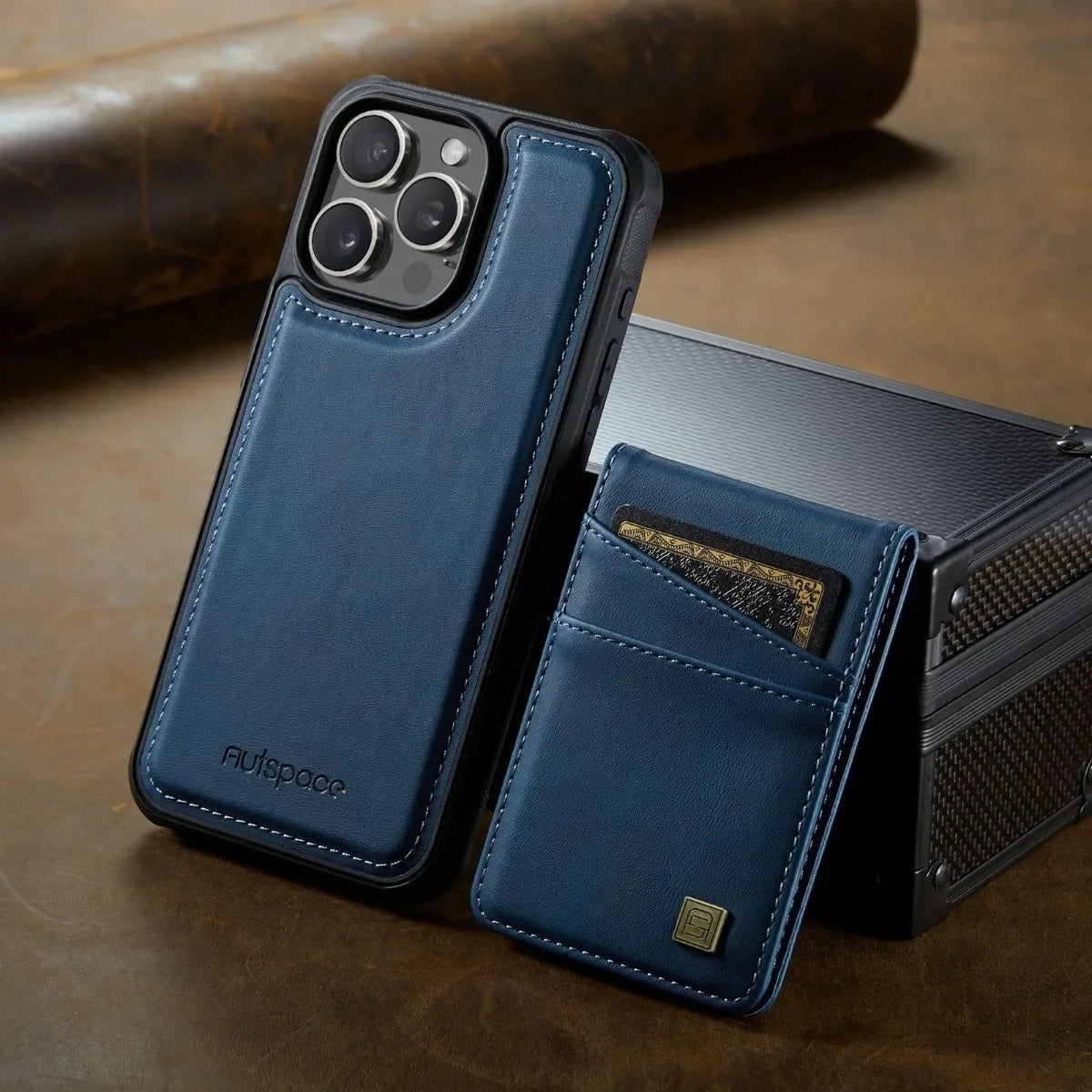 Luxury iPhone 2-in-1 Magnetic Wallet Case — Detachable Leather Cover with Card Holder, Wrist Strap, Shockproof Drop Protection, Full Access Design