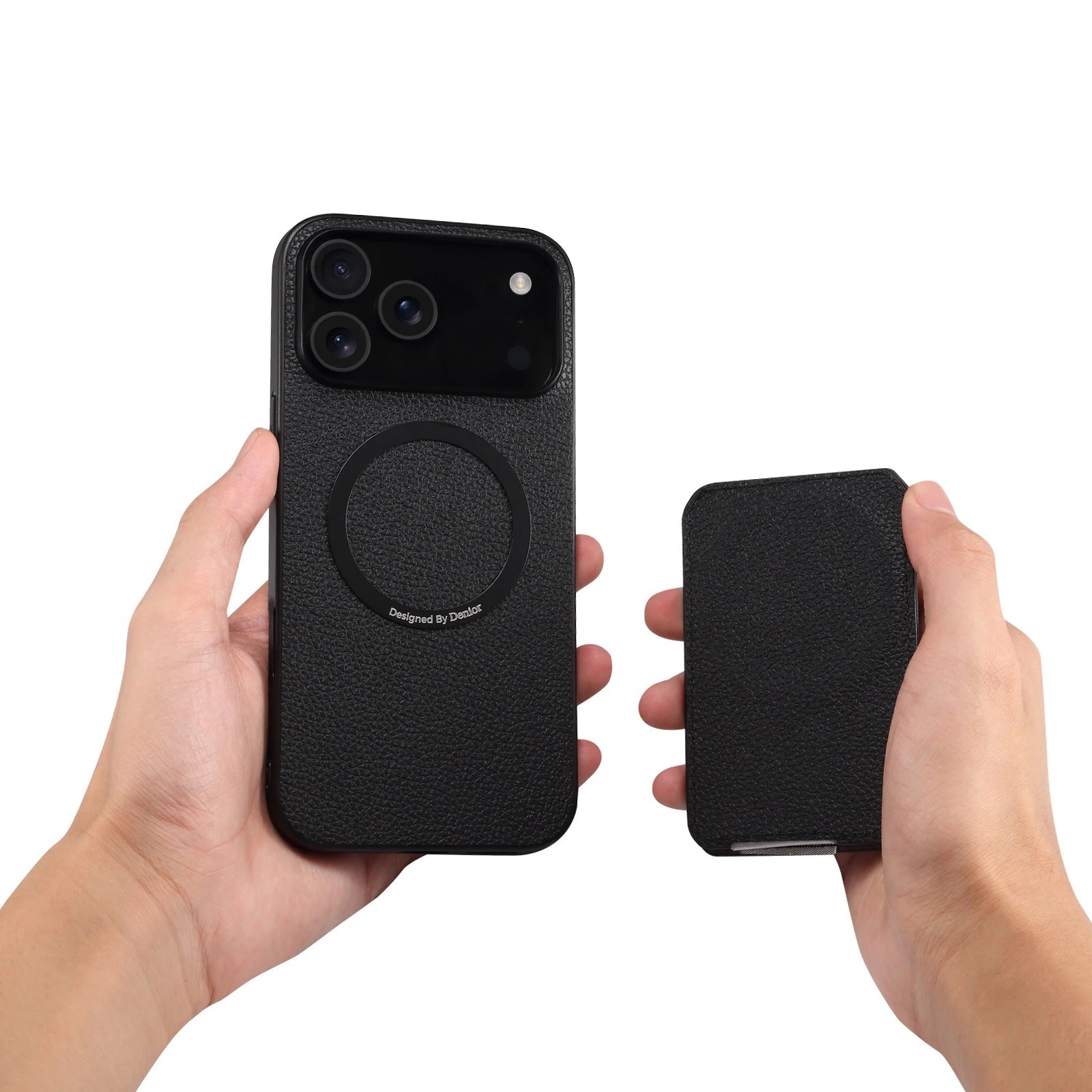 Luxury iPhone Business Leather Case — Shock-Absorbing Back Cover with Bracket Slot, Slim Professional Design for Work and Everyday Protection