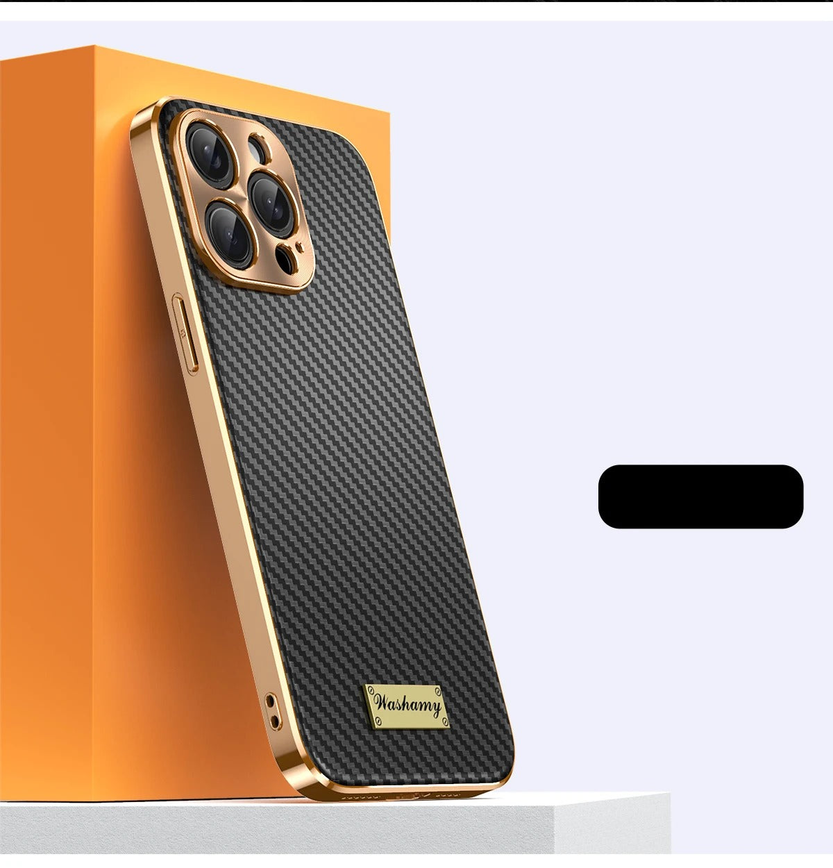 Luxury iPhone Case 3D Carbon Fiber Leather Cover — Plated Finish, Alloy Metal Lens Protection, Shockproof Non-Slip Design, Dustproof and Anti-Fingerprint