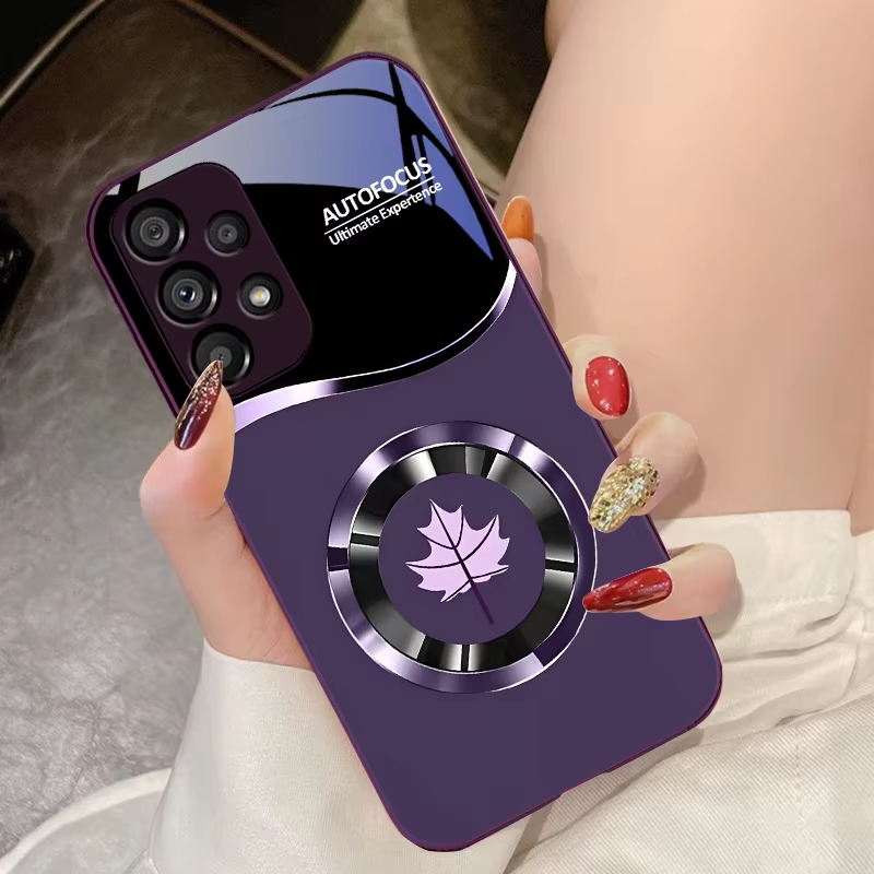 Luxury iPhone Case Circle Orchid Design — Tempered Glass Back Cover with TPU Frame, Slim Shockproof Protection, Anti-Fingerprint Scratch-Resistant Finish