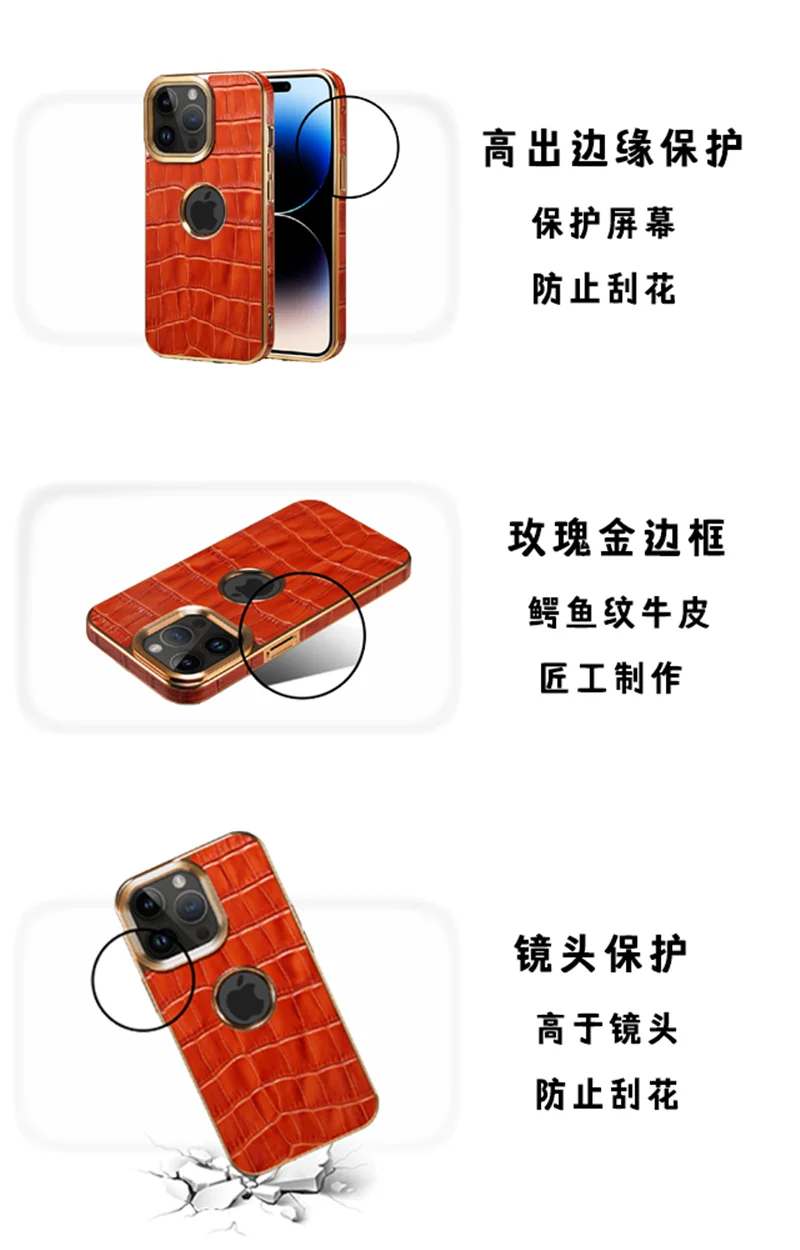 Luxury iPhone Case Crocodile Texture Leather Cover — Stylish Protective Back Shell, Slim Design with Anti-Fingerprint Scratch-Resistant Finish