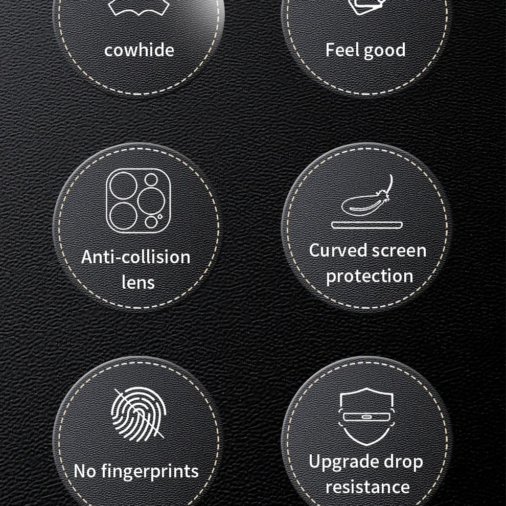 Luxury iPhone Case Genuine Cowhide Leather Back Cover — Full Camera Lens Protection, Plated Edges, Anti-Fingerprint Matte Finish, Wireless Charging Compatible