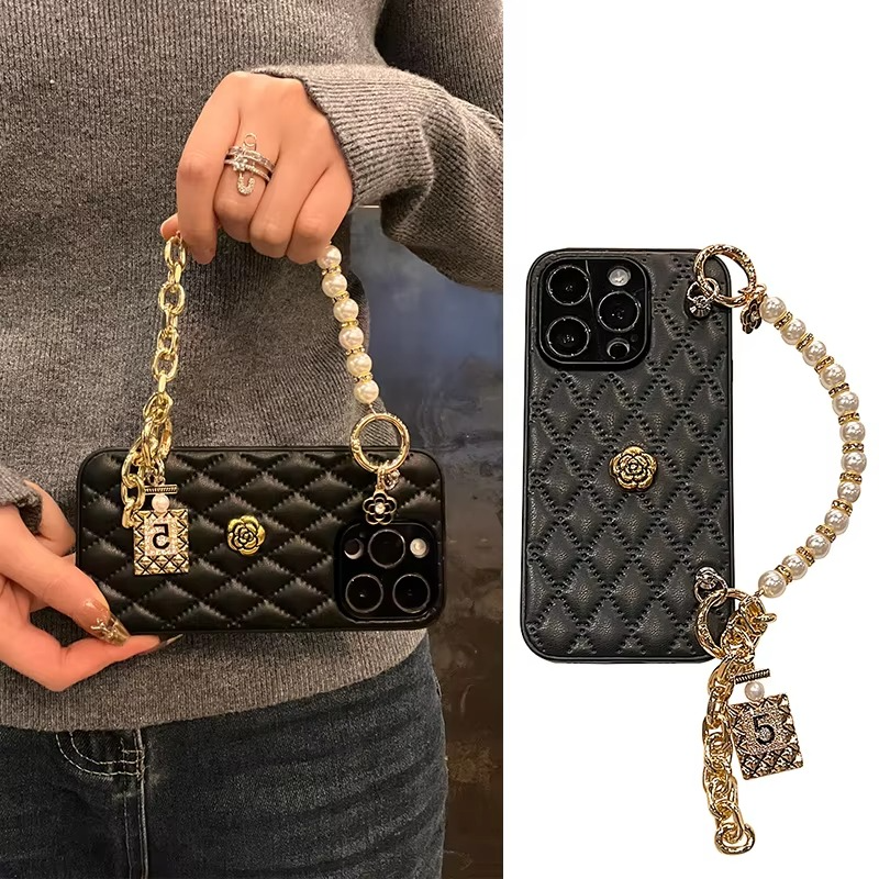 Luxury iPhone Case Leather Cover with Chain — High Quality Protective Design, Card Pocket Holder, Shockproof Anti-Fingerprint Scratch-Resistant Finish