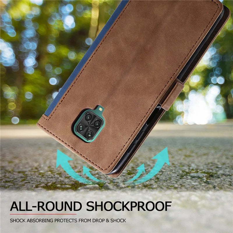 Luxury iPhone Case Leather Wallet Flip Cover — Hand Strap Design, Card Slots Holder, Shockproof Protection, Stylish and Functional Phone Case