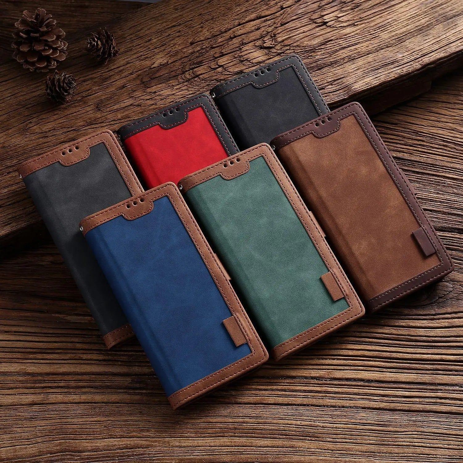 Luxury iPhone Case Leather Wallet Flip Cover — Hand Strap Design, Card Slots Holder, Shockproof Protection, Stylish and Functional Phone Case