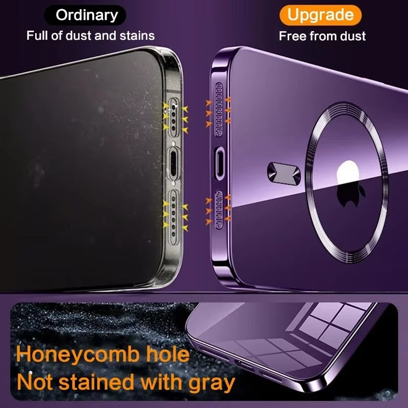 Luxxury iPhone Case MagSafe Compatible Clear Back Cover — Soft TPU Plating, Magnetic Wireless Charging, Slim Shockproof Design, Scratch-Resistant Protection