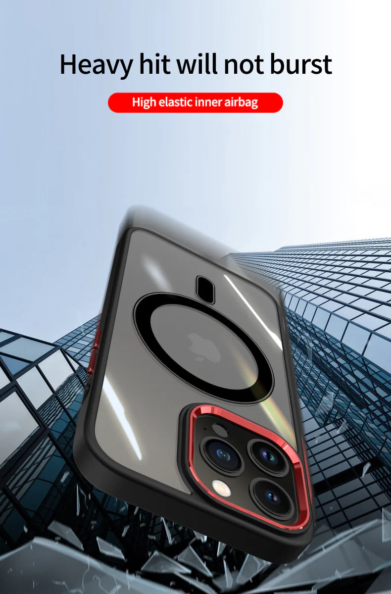 Luxury iPhone Case MagSafe Compatible Clear Cover — Transparent Acrylic Back with Soft TPU Frame, Magnetic Wireless Charging, Shockproof Anti-Fingerprint Design