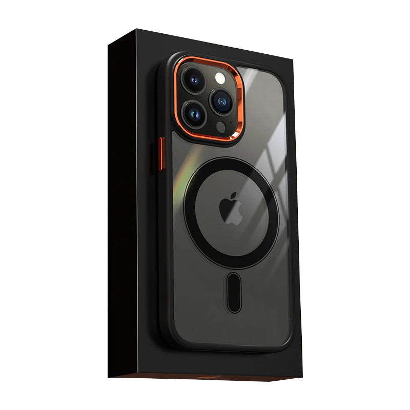 Luxury iPhone Case MagSafe Compatible Clear Cover — Transparent Acrylic Back with Soft TPU Frame, Magnetic Wireless Charging, Shockproof Anti-Fingerprint Design