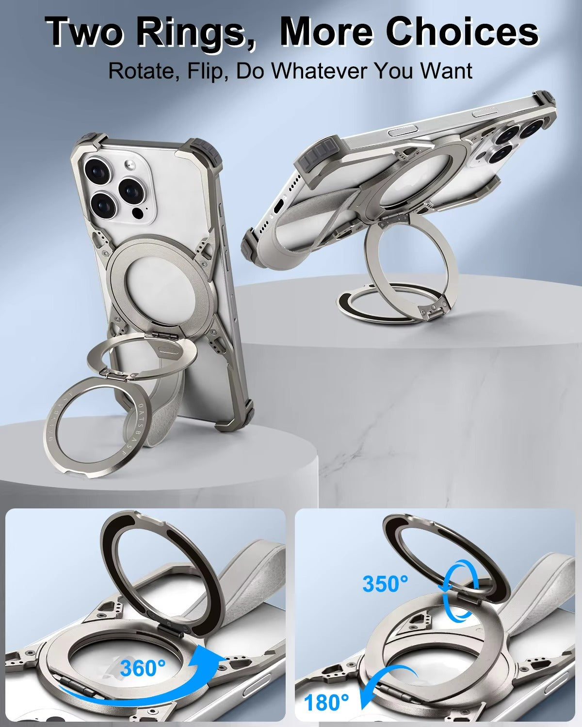 Luxury iPhone Case MagSafe Compatible Metal Frame — 360° Magnetic Aluminum Alloy Cover with Bracket Stand, Frameless Shockproof Anti-Fingerprint Protection