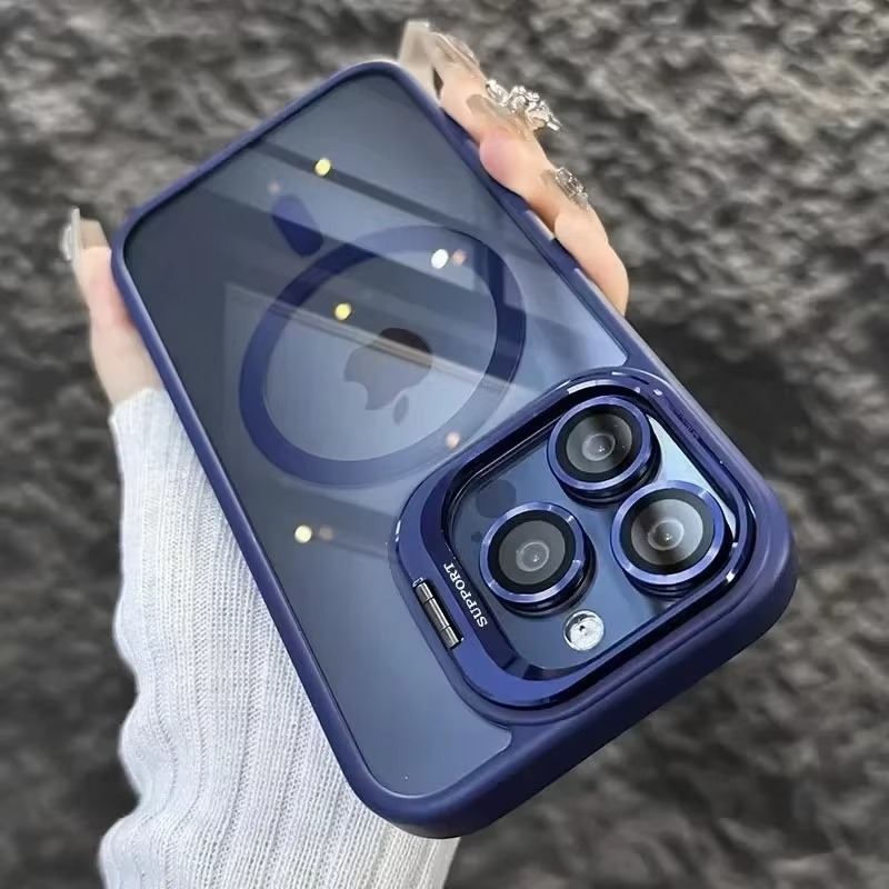 Luxury iPhone Case MagSafe Compatible Shockproof Cover — Full Protection Silicone, Glass Lens Guard, Anti-Fingerprint, Anti-Scratch, Lightweight, Non-Slip