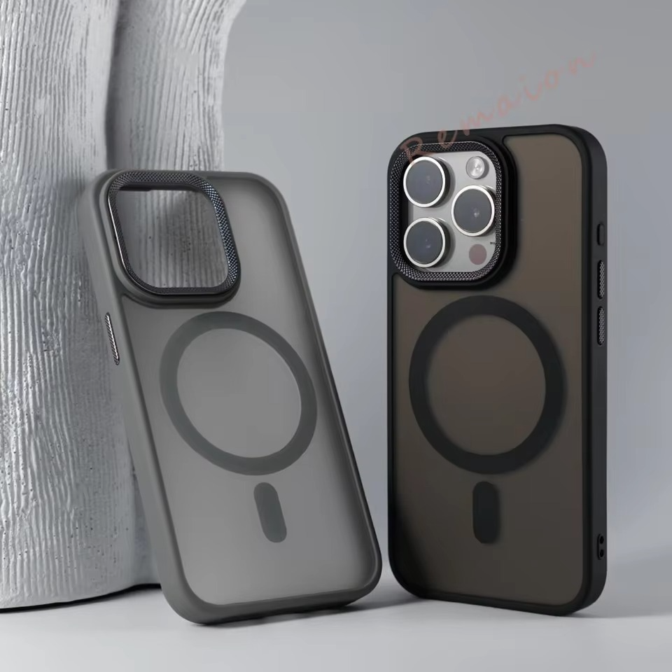 Luxury iPhone Case MagSafe Compatible Shockproof Cover — Matte PC, Spiricle Camera Protection, Anti-Fingerprint, Anti-Scratch, Dustproof, Transparent