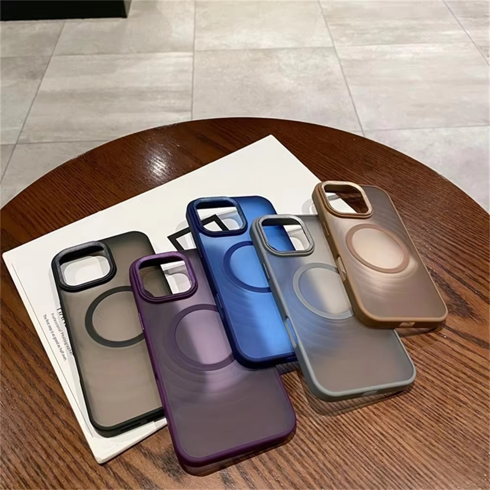 Luxury iPhone Case MagSafe Compatible Shockproof Cover — Matte PC, Spiricle Camera Protection, Anti-Fingerprint, Anti-Scratch, Dustproof, Transparent