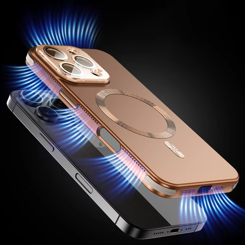 Luxury iPhone Case MagSafe Compatible Shockproof Wireless Charging — Solid Color Plating Bumper Cover, Anti-Fingerprint, Anti-Scratch, Non-Slip Finish