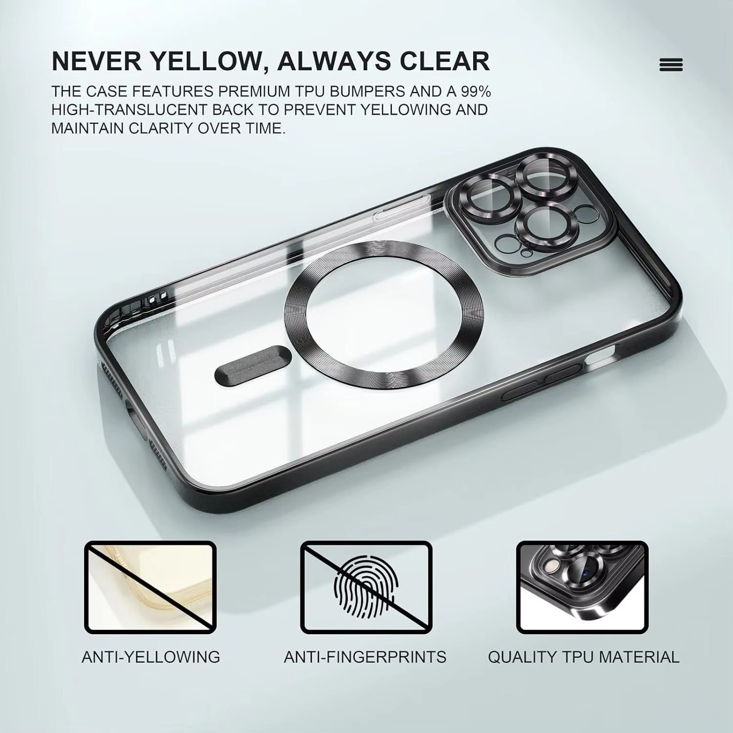 Luxury iPhone Case MagSafe Compatible — Magnetic Plating Cover, Transparent, Shockproof, Anti-Fingerprint, Anti-Scratch, Dustproof, Wireless Charging