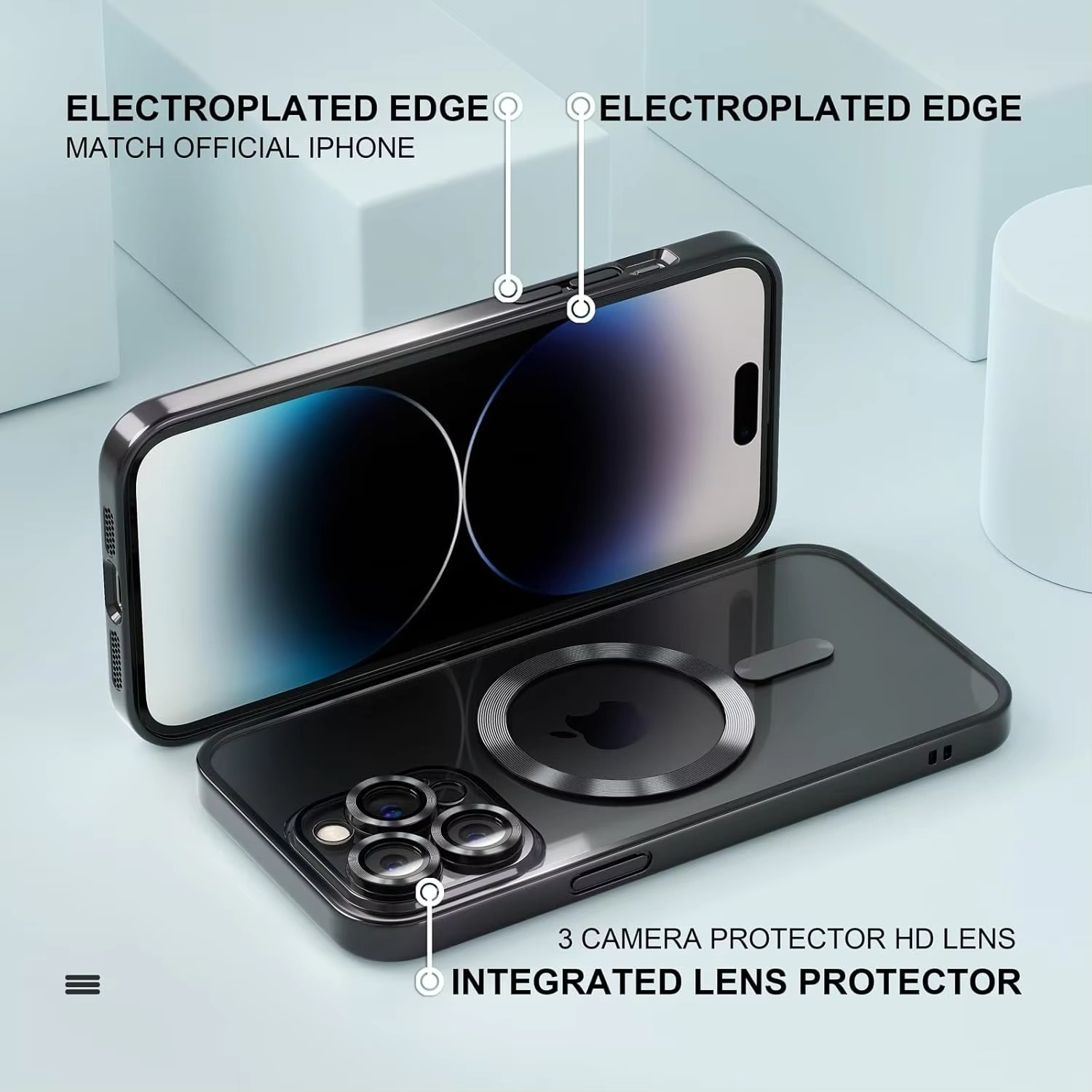 Luxury iPhone Case MagSafe Compatible — Magnetic Plating Cover, Transparent, Shockproof, Anti-Fingerprint, Anti-Scratch, Dustproof, Wireless Charging