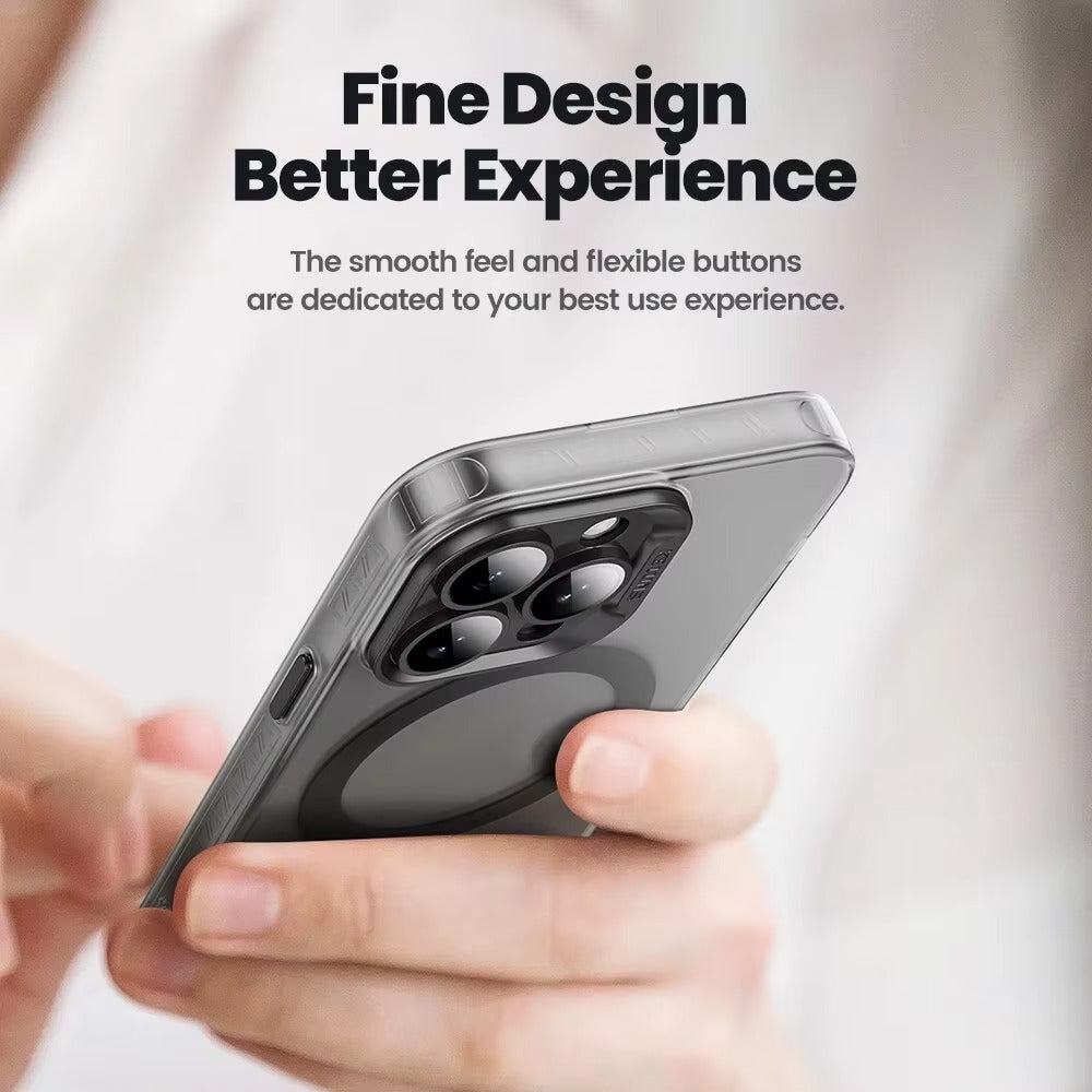 Luxury iPhone Case MagSafe Compatible — Matte Magnetic Wireless Charging, Shockproof Full Coverage with Lens Protection, Transparent Cover