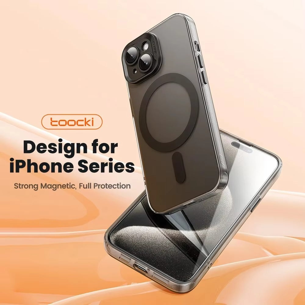 Luxury iPhone Case MagSafe Compatible — Matte Magnetic Wireless Charging, Shockproof Full Coverage with Lens Protection, Transparent Cover