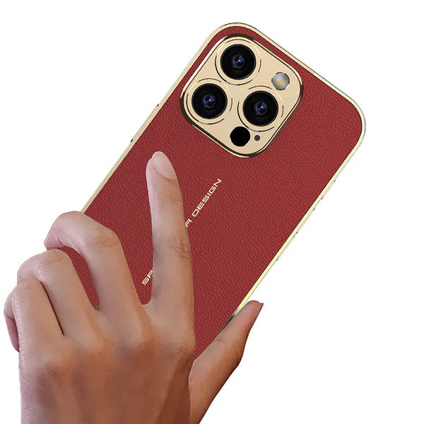 Luxury iPhone Case Plating Leather Back Cover — Full Lens Protection, Shockproof Anti-Fingerprint Scratch-Resistant Slim Design