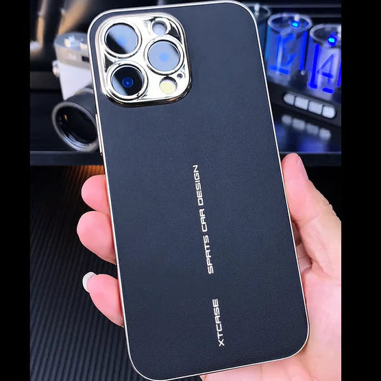 Luxury iPhone Case Plating Leather Back Cover — Full Lens Protection, Shockproof Anti-Fingerprint Scratch-Resistant Slim Design