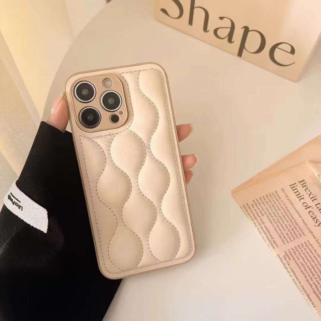 Luxury iPhone Case Retro Chocolate Water Ripple Design — Geometric Art Pattern, Cute Shockproof Full Coverage, Anti-Fingerprint Scratch-Resistant Cover