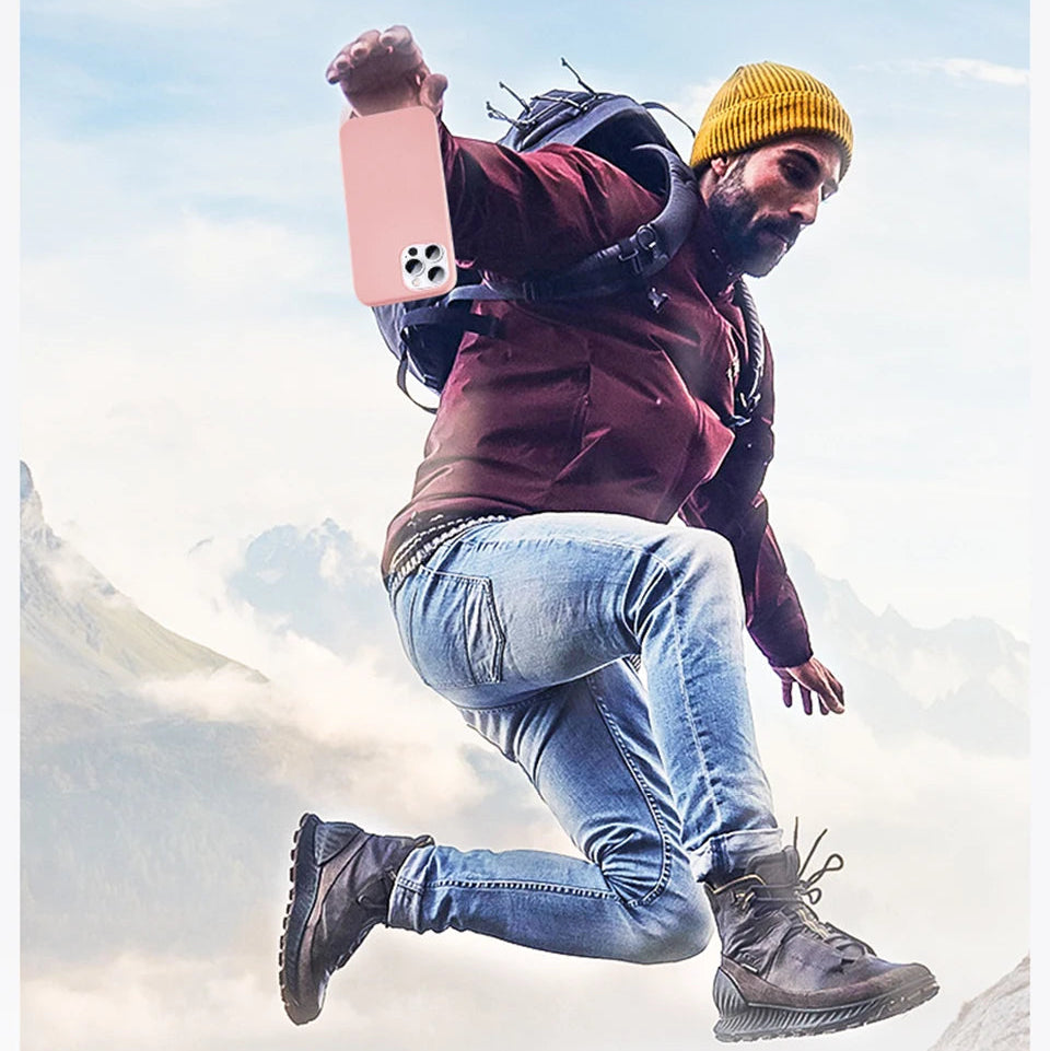 Luxury iPhone Case Shockproof Liquid Silicone Bumper — Soft Cover Protective Shell, Lightweight Anti-Scratch Design, Full Edge Protection