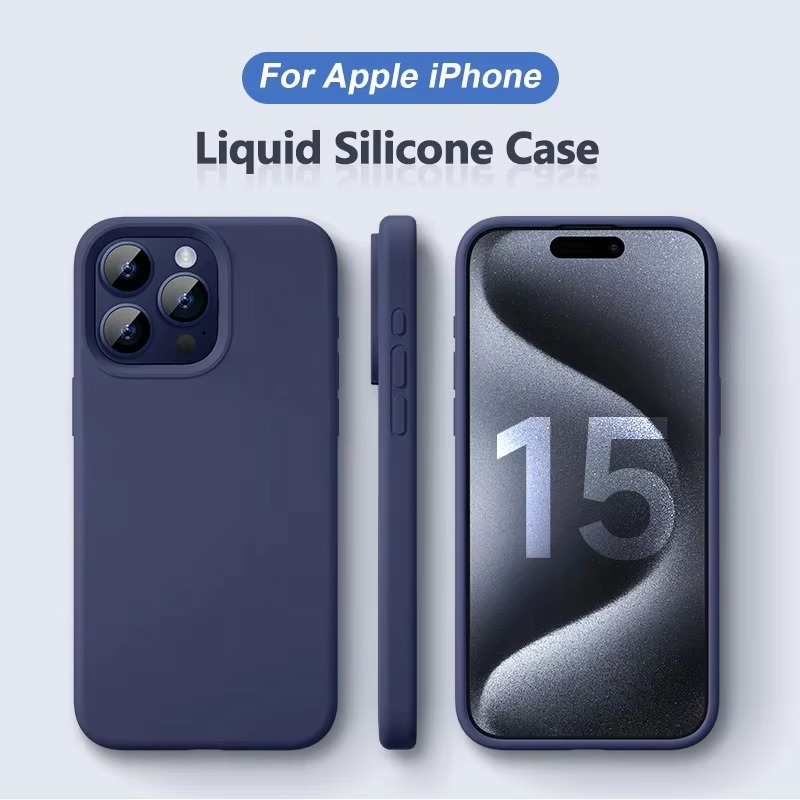 Luxury iPhone Case Shockproof Liquid Silicone Bumper — Soft Cover Protective Shell, Lightweight Anti-Scratch Design, Full Edge Protection