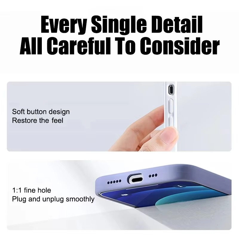 Luxury iPhone Case Shockproof Liquid Silicone Bumper — Soft Cover Protective Shell, Lightweight Anti-Scratch Design, Full Edge Protection