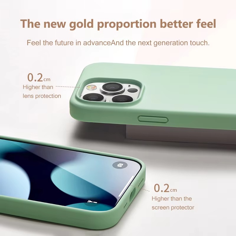 Luxury iPhone Case Shockproof Liquid Silicone Bumper — Soft Cover Protective Shell, Lightweight Anti-Scratch Design, Full Edge Protection