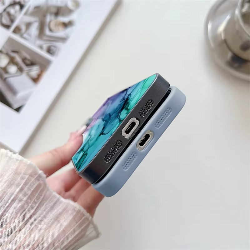 Luxury iPhone Case Shockproof Marble Pattern — Tempered Glass Cover, Anti-Scratch, Dustproof, Lightweight, Geometric & Pictorial Design